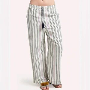 Sundry striped wide leg pants $148 Navy Pink Sz 1 small 4/6 boho trousers tassel